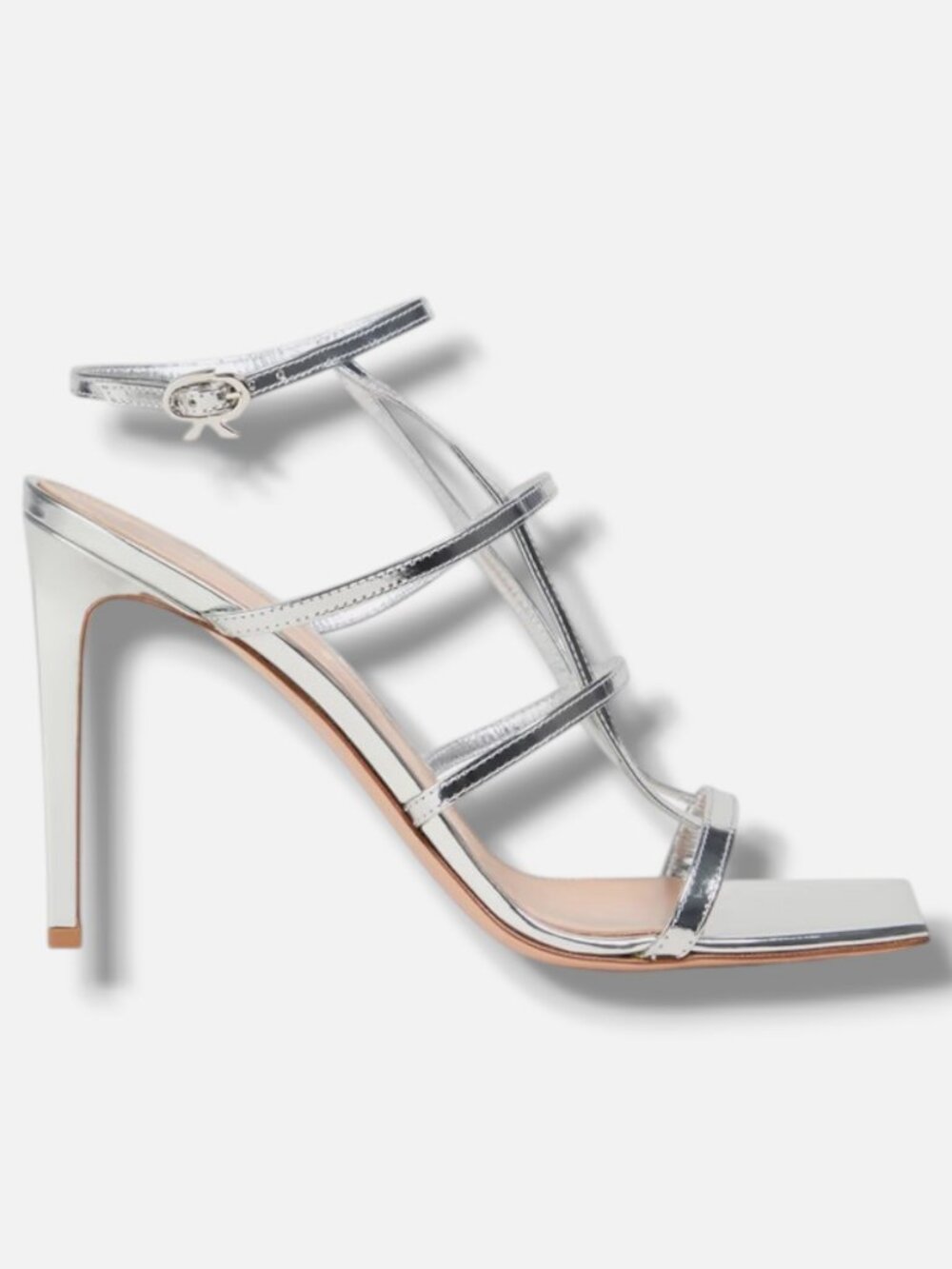 GIANVITO ROSSI Women's Silver Metallic Leather Sandals Shoes Size EU:40 US:10